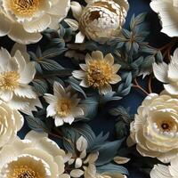 Seamless pattern with flowers and leaves. Floral pattern. photo