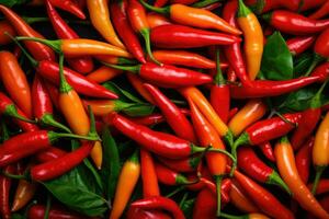 Red and orange peppers background photo