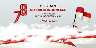 78 Years Of Independence Day Republic Of Indonesia. Dirgahayu Kemerdekaan RI 2023. English translation Indonesian independence. Illustration Logo, Banner, Poster Design. EPS 10. vector