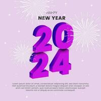 2024 new year celebration. Square template of 2024 new year for cover, card and post template. Vector illustration.