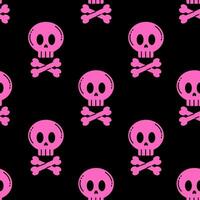 Pink skull with crossed bones seamless pattern vector