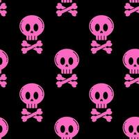 Pink skull with crossed bones seamless pattern vector