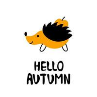 Hello autumn hedgehog vector