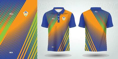 blue green orange polo sport shirt sublimation jersey template vector