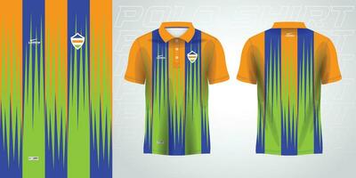 blue green orange polo sport shirt sublimation jersey template vector