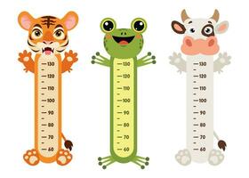 Height Chart With Cartoon Animals vector