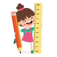 Cartoon Student Carrying Big Ruler vector