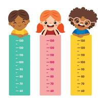 Height Chart With Cartoon Kids vector