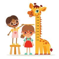 Cartoon Illustration Of Kid Measuring Height vector