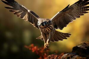 Flying falcon in the nature background photo