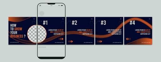 Set Of Carousel Post Template, Editable carousel post, social media carousel post for business. vector