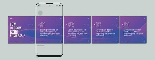 Set Of Carousel Post Template, Editable carousel post, social media carousel post for business. vector