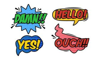 Vintage comic empty speech bubbles set on blue background vector