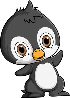 Cute penguin cartoon on white background