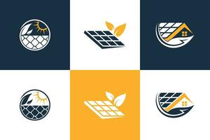 Solar tech logo design element collection for your business vector