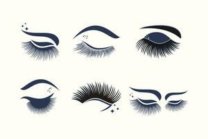 Eyelashes logo design collection vector
