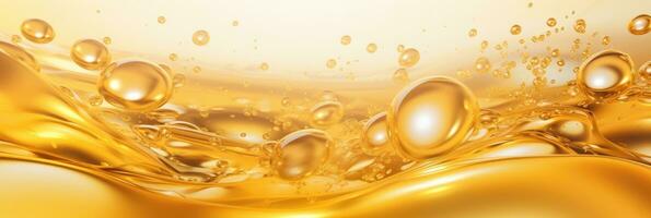 Closeup of bubbling oil with oil drops photo