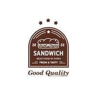 vintage logo Vector hipster sandwich kebab for food and cafe