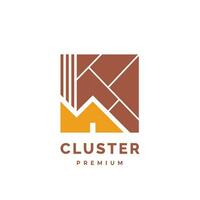 house logo design template, cluster with abstract and minimalist shape style vector