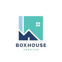 Box house logo design template, building with abstract and minimalist shape style vector