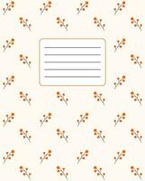 Cover design for notebooks, planners with the image of twigs with berries. Vector illustration in the flat style.