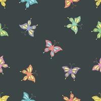 Seamless butterfly pattern. Drawn butterfly background vector