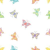 Seamless butterfly pattern. Drawn butterfly background vector