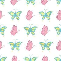 Seamless butterfly pattern. Drawn butterfly background vector