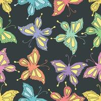 Seamless butterfly pattern. Drawn butterfly background vector