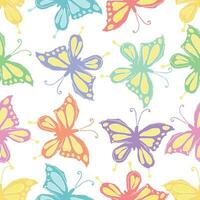 Seamless butterfly pattern. Drawn butterfly background vector