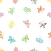 Seamless butterfly pattern. Drawn butterfly background vector