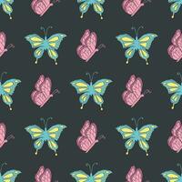 Seamless butterfly pattern. Drawn butterfly background vector