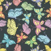 Seamless butterfly pattern. Drawn butterfly background vector