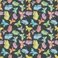 Seamless butterfly pattern. Drawn butterfly background vector