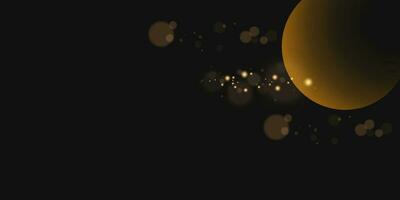 Abstract gold moon bokeh in dark night with black background vector