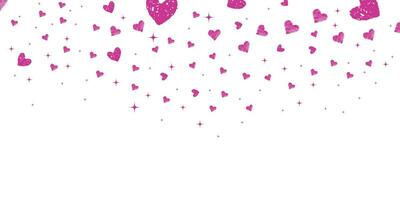 Love valentine's white background with pink hearts with copy space. Vector illustration.