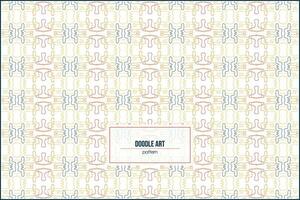 colorfull doodle art line pattern with vintage style colors vector