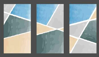 Set of abstract vector watercolor painting illustrations.