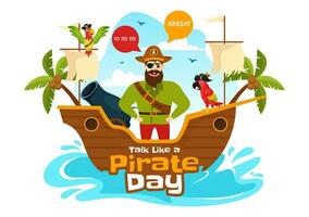 International Talk Like A Pirate Day Vector Illustration with Cute Pirates Cartoon Character in Hand Drawn for Web Banner or Landing Page Templates