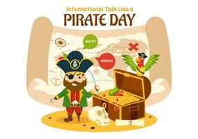 International Talk Like A Pirate Day Vector Illustration with Cute Pirates Cartoon Character in Hand Drawn for Web Banner or Landing Page Templates