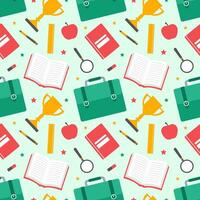 Happy Teacher Seamless Pattern Design Educational Style Elements in Template Hand Drawn Cartoon Flat Illustration vector