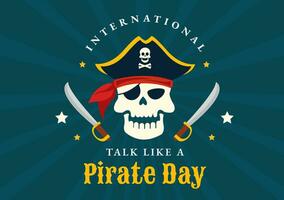 International Talk Like A Pirate Day Vector Illustration with Cute Pirates Cartoon Character in Hand Drawn for Web Banner or Landing Page Templates
