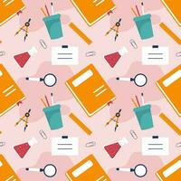 Happy Teacher Seamless Pattern Design Educational Style Elements in Template Hand Drawn Cartoon Flat Illustration vector
