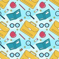 Happy Teacher Seamless Pattern Design Educational Style Elements in Template Hand Drawn Cartoon Flat Illustration vector