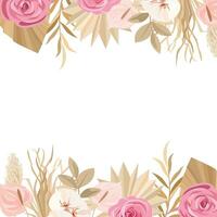 boho style floral wreath border perfect for decorating wedding invitations or greeting cards vector