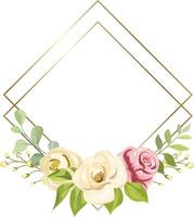 floral frame with beautiful rose decoration vector