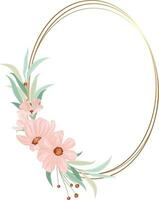 wedding frame with wild pink flowers vector