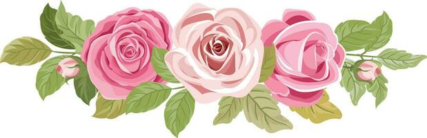 a bouquet with beautiful pink roses vector