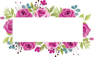 wedding frame with beautiful rose bouquet decoration vector