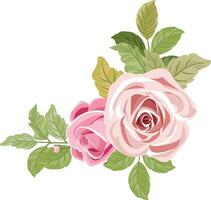 un ramo de flores con hermosa rosado rosas vector